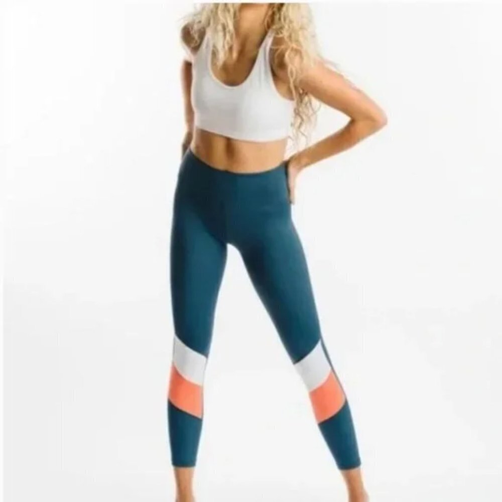Nwot Zyia Active Teal angle Block high rise light n tight 7/8 leggings‎